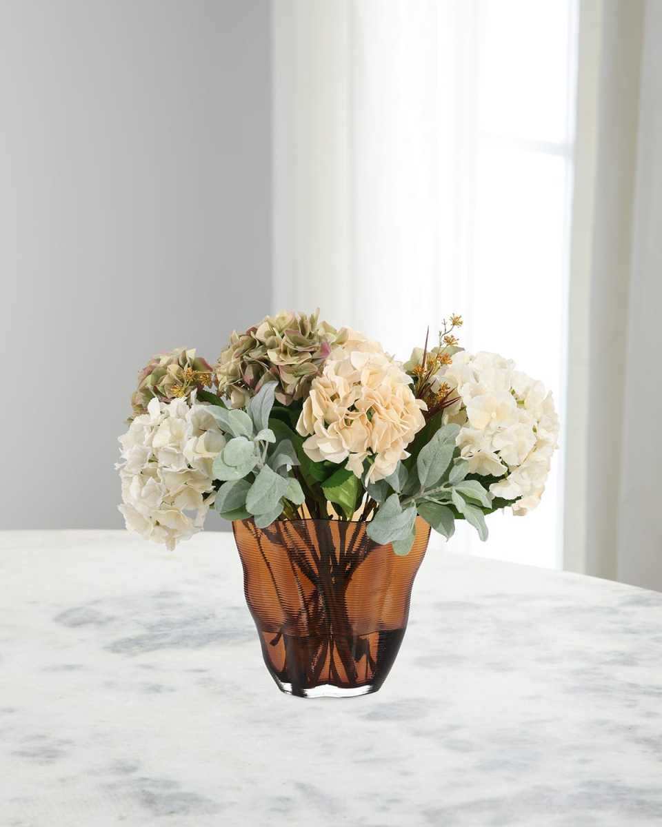 Bronze Garden 27" Faux Floral Arrangement in Glass Vase